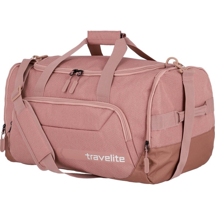 Geanta de voiaj Travelite Kick Off M, 50x30x29cm, 45 litri, roz, cu 3 buzunare externe