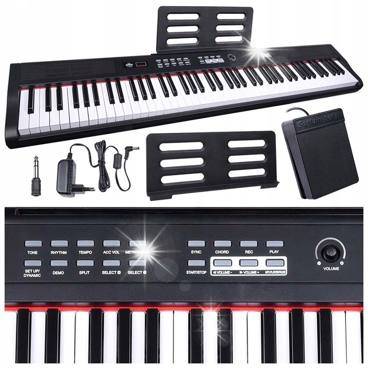 Digitális zongora DNA PP 88, 88 billentyű, 900 hang, 700 ritmus, 128x25x7cm