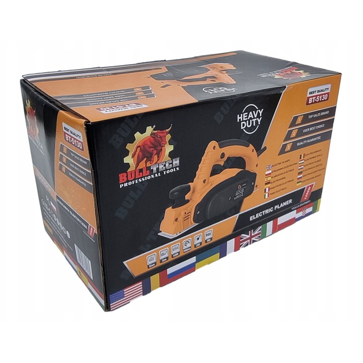 Bull Tech BT-5130 elektromos gyalu, 1450W, 17000RPM, max. 11mm gyalulási mélység, 82mm szélesség, teljes készlet