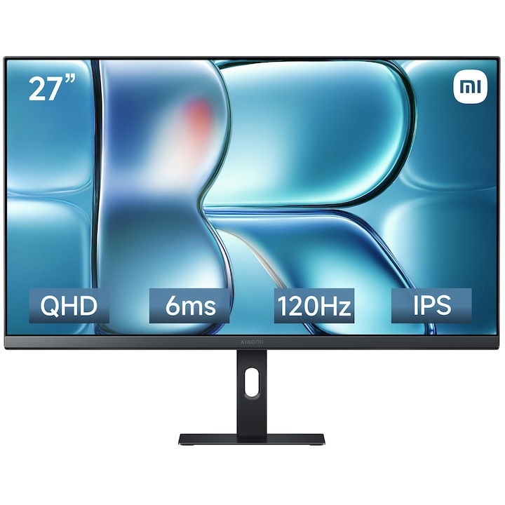Monitor Office LED IPS Xiaomi A27Qi 2026, 27", QHD (2560x1440), 120Hz, 6ms GTG, HDMI, DisplayPort, VESA, negru