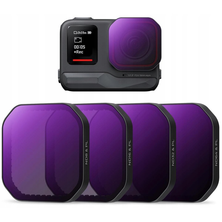 Set filtre CPL+ND 2in1 K&F Concept pentru Insta360 Ace Pro 2, 4 filtre, etui, sticla optica AGC