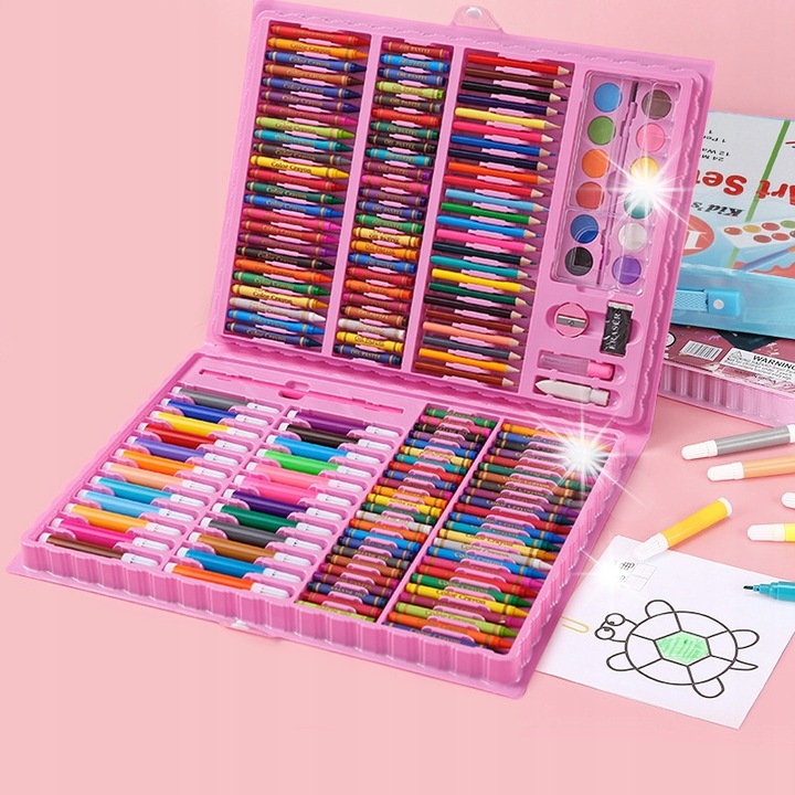 Артистичен комплект от 168 елемента, click4TOYS, разнообразни цветове, куфар с дръжки