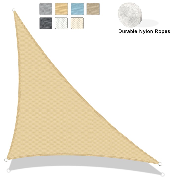 Prelată triunghiulară impermeabilă AXT SHADE, 3x3x4.25m, protecție UV, culoare crem