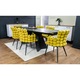 Set Masa Living Extensibila Blat Ceramic Negru/Auriu DTM0105CS cu 6 Scaune KJC374 Galbene