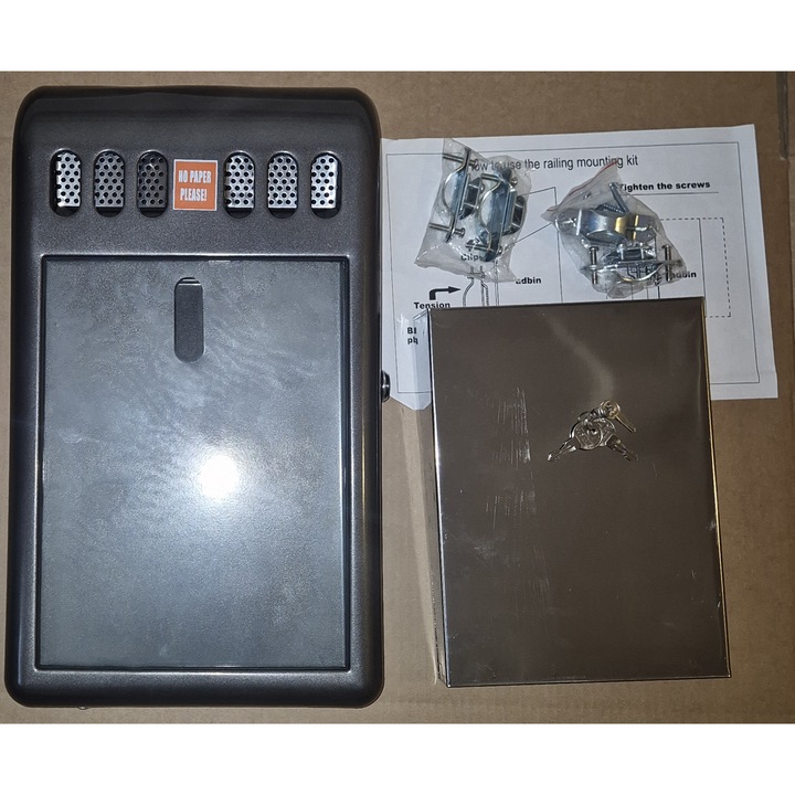 scrumiera metalica de perete cu container inox si protectie anti foc