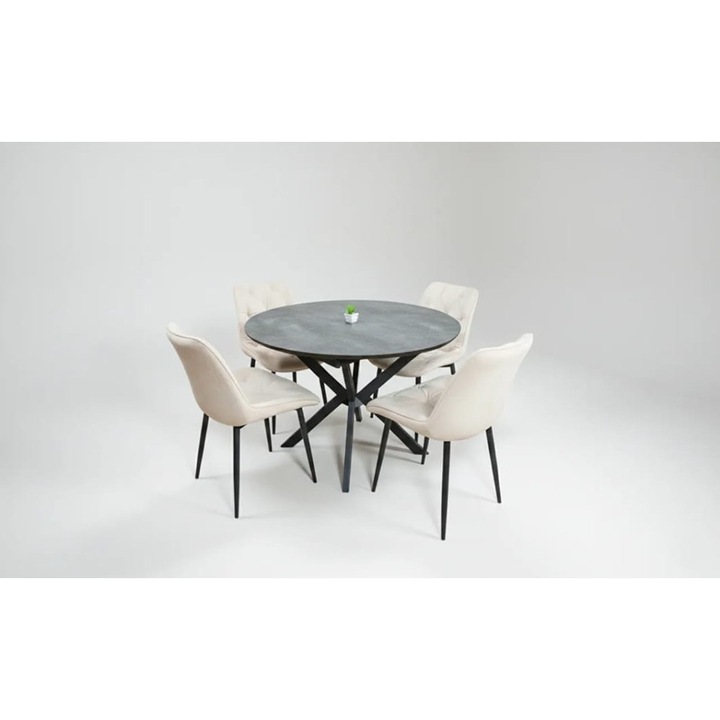 Set Masa Living Extensibila Dobok Gri cu 4 Scaune KJC0357 Bej