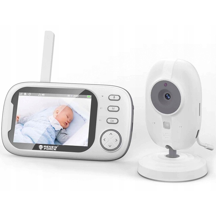 Renew Force bébi videó monitor, HD 720P kamera, éjszakai mód, hőmérő, komplett szett