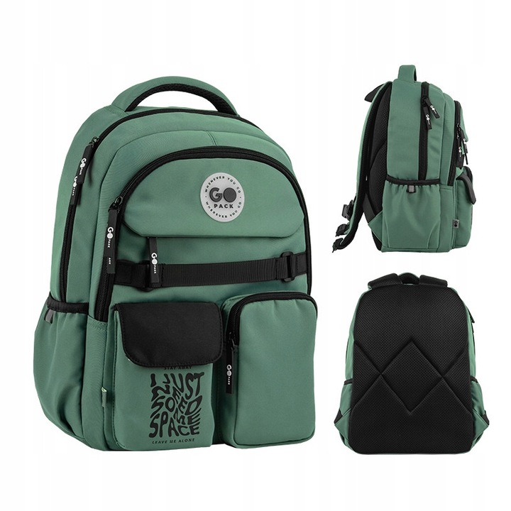 Rucsac scolar baieti 9-12 ani, ergonomic, verde, pentru clasa 3-6, GoPack