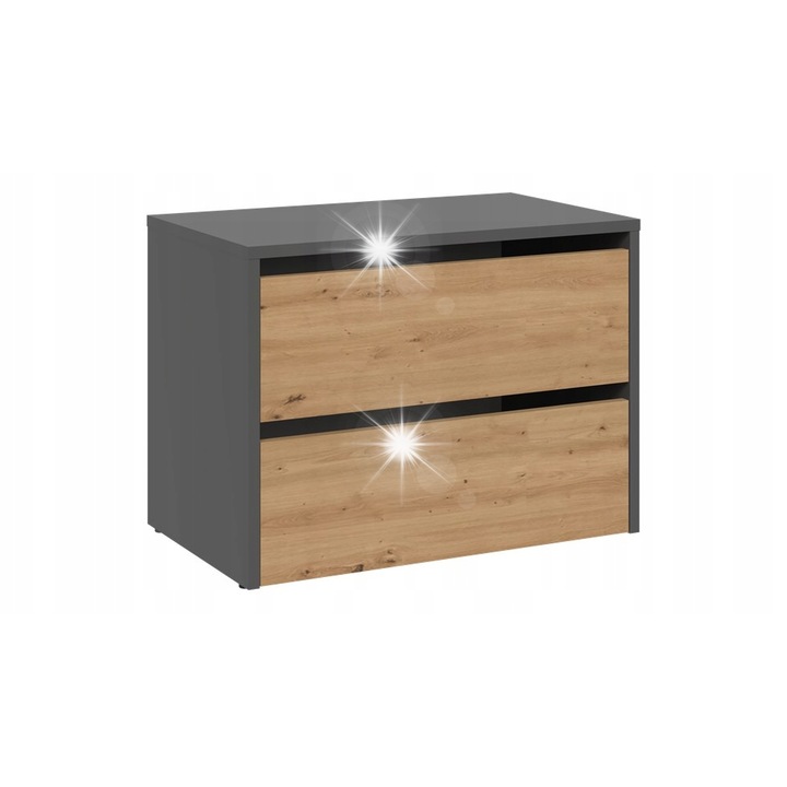 MODO cipősszekrény, 2 polcos, antracit/Artisan tölgy, 60x36x44cm, moduláris