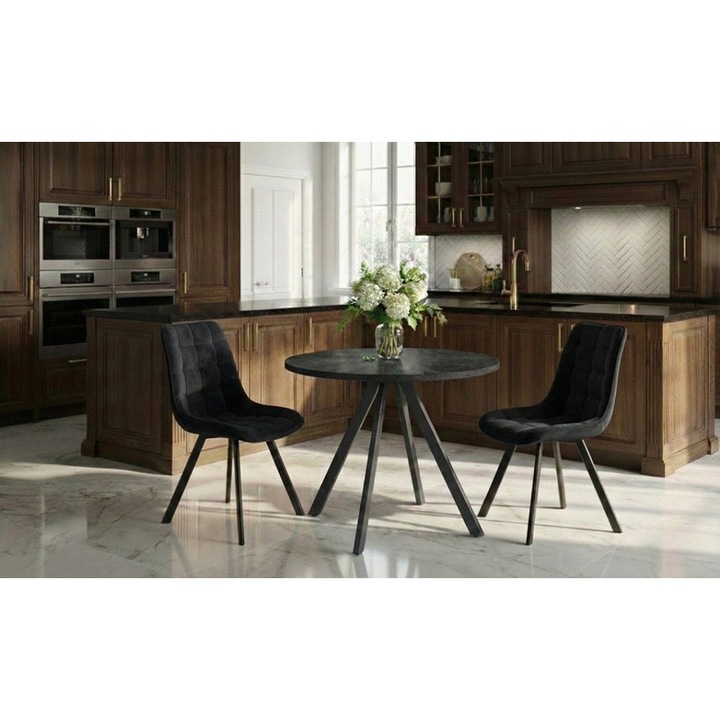 Set Masa Living Extensibila Set Masa Extensibila DTW0902MBE Gri cu 2 Scaune J265 Negre