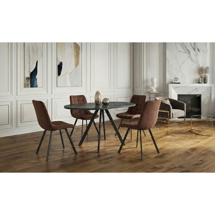 Set Masa Living Extensibila Set Masa Extensibila DTW0902MBE Gri cu 4 Scaune J265 Maro