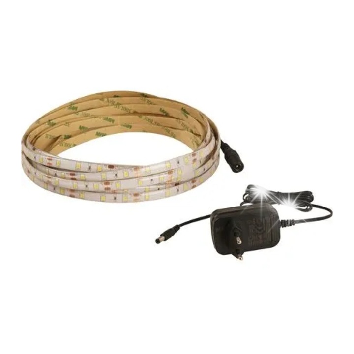 Benza LED 5m Retlux 60/m 3000K alb cald, set complet, 12V