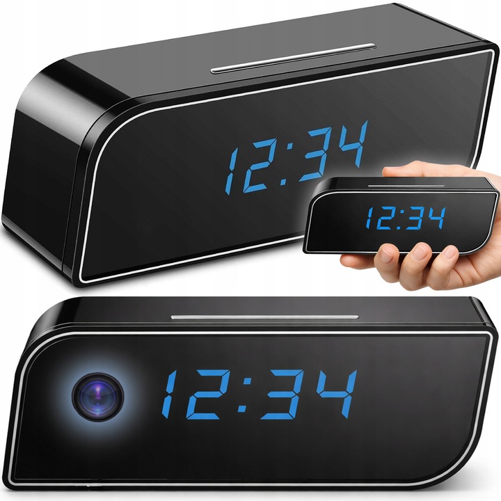 Мини камера шпион в будилник, Renew Force, Full HD, Wi-Fi, 10x3.7x4.5см, черен