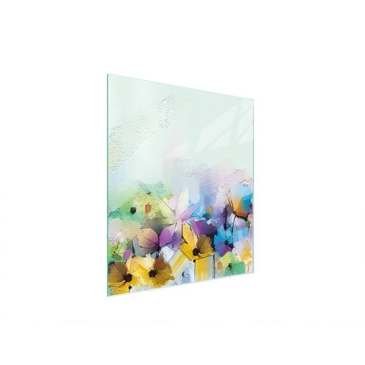 Konyhai hátfal, TMK ArtDeko, üveg, 45x52cm, virág design