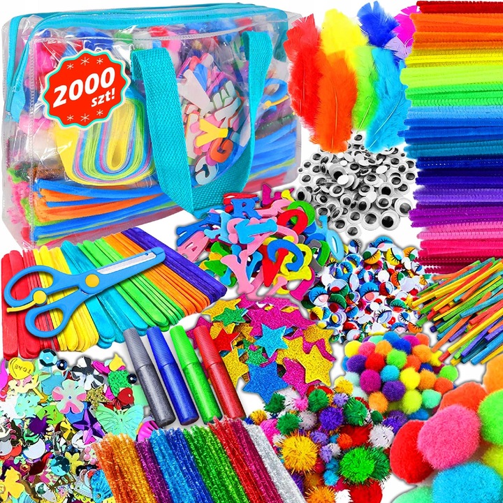 Set creativ plastic Renew Force, 2000 elemente, multicolor, cu geanta de transport