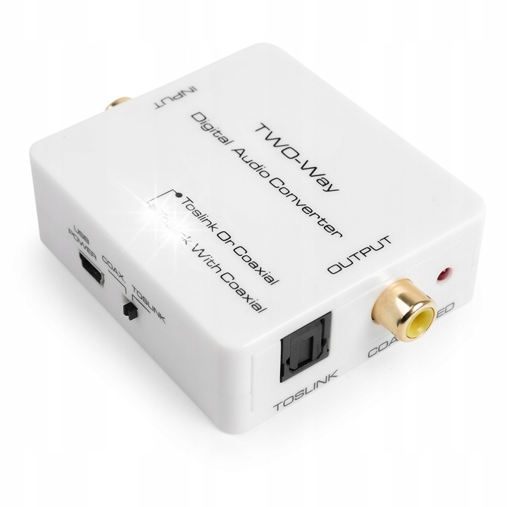 Коаксиален към Toslink SPDiF OPTIC двупосочен аудио конвертор 2x RCA