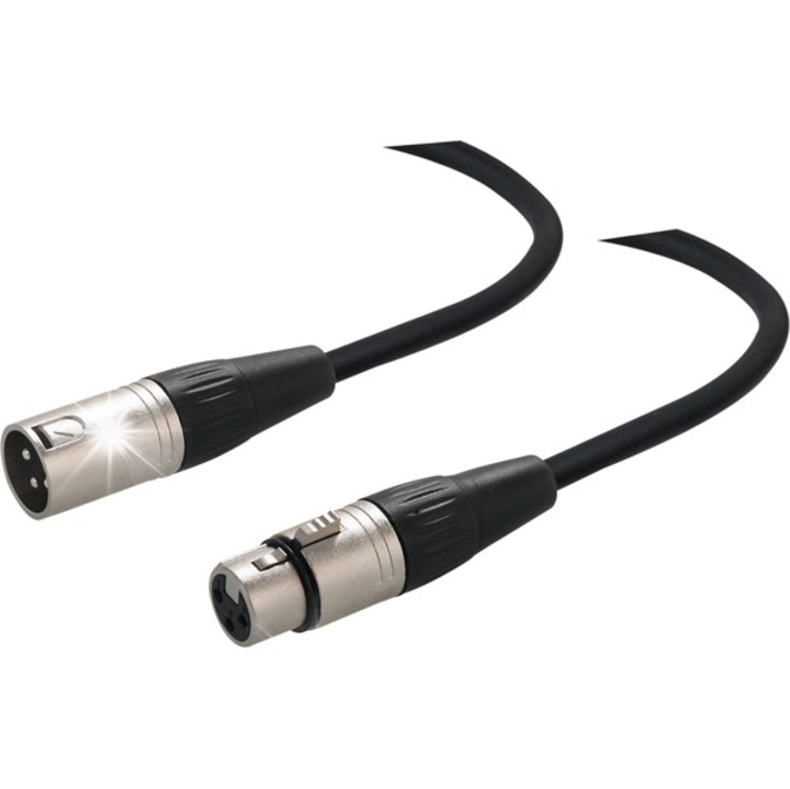 Cablu microfon XLR Roxtone SAMURAI SMXX200L10, 10m, negru, 3 pini, 100% ecranat