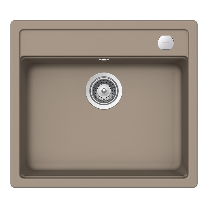 Chiuveta bucatarie Schock Mono N-100 Cristadur Green Line Twilight 570 x 510 mm cu sifon automat, compozit granit, montare pe blat, gri taupe
