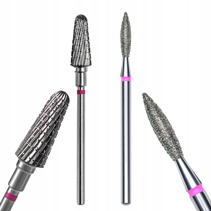 Freza din carbura + freza diamantata, Staleks, violet, 6x14mm, set 1+1