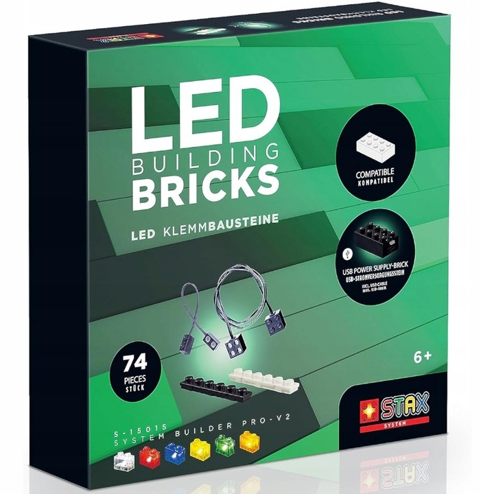 Set de constructie STAX System Builder Pro - V2, 74 elemente, multicolor, pentru copii de la 6 ani