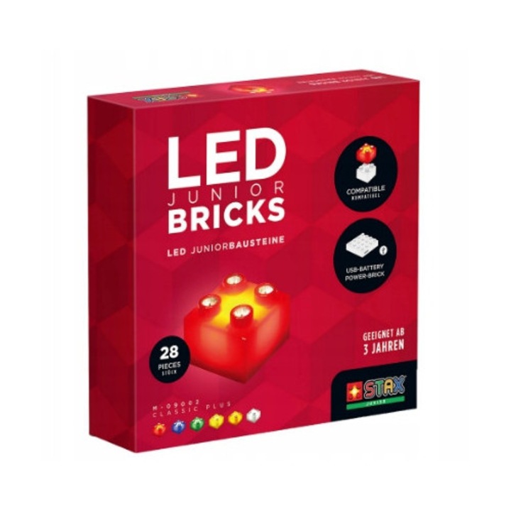 Seturi de constructie Stax, Klocki ledowe Classic Plus, 28 elemente, multicolor, pentru copii de la 3 ani