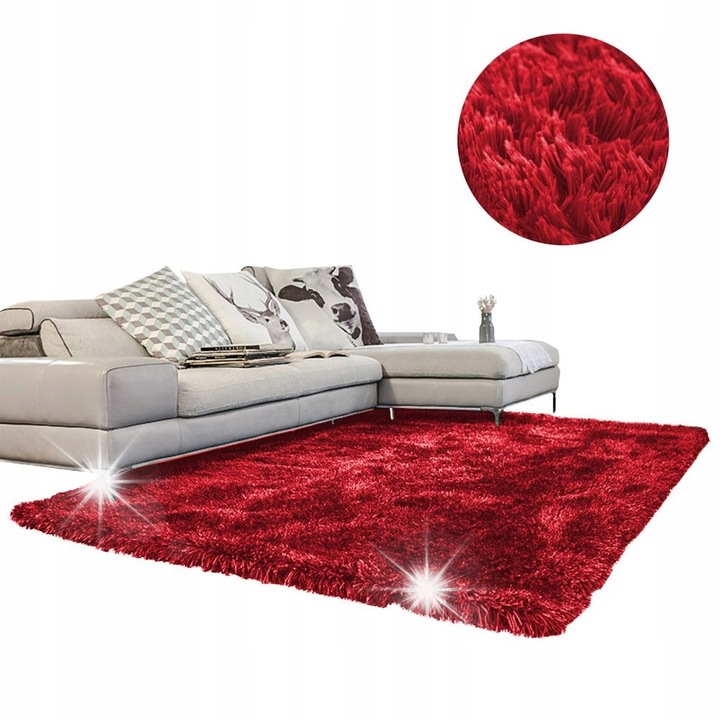 Килим Shaggy Strado 200x300см BloodyRed, мек, плътен, за интериор