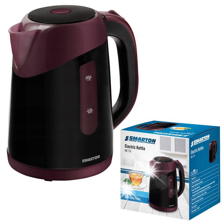 Fierbator electric Lafe Scandi Pro, 2200W, 1,7L, alb cu elemente din lemn