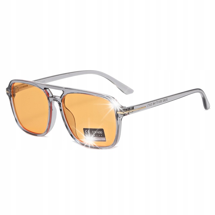 Слънчеви очила Stylion, UV400, прозрачни сиви, оранжеви, с калъф и кърпичка