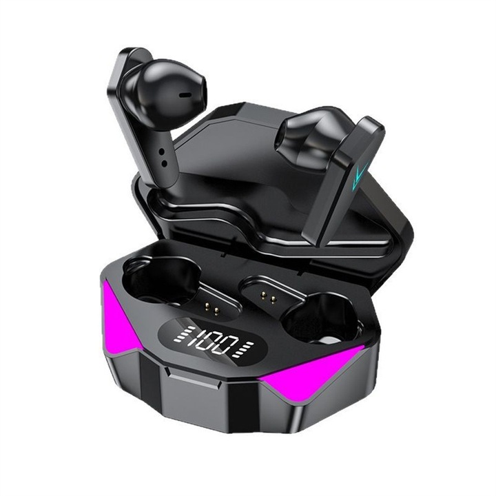 Vezeték nélküli fülhallgató, In-ear, Bluetooth 5.0, 9 óra üzemidő, 10 m hatótávolság, Kompatibilis Android és iOS rendszerekkel, Zajszűrés, 2 óra töltési idő, IPX4 tanúsítvány, Fekete