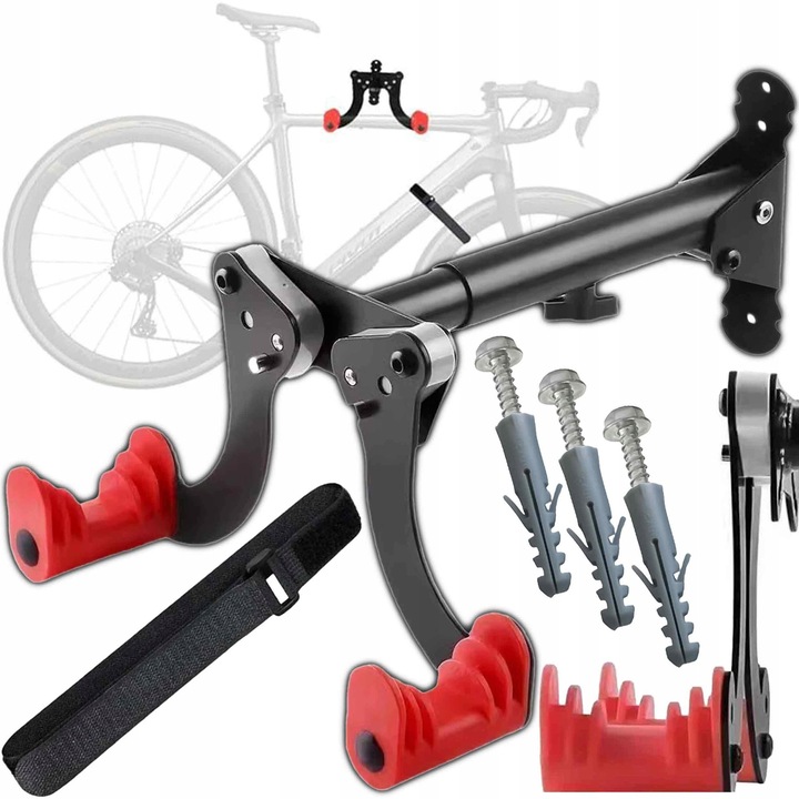 Стойка за съхранение на велосипед Renew Force, тип стена, метал, черна, размери 37x17,5см, капацитет 22кг, пълен комплект за монтаж