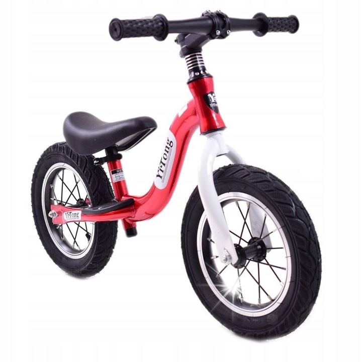 Super-Toys KD-11 futóbicikli, 12", felfújható kerekek, alumínium váz, piros szín, méretei 86x41x56cm