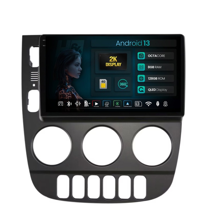 Navigatie 2K HUB64 Mercedes Benz ML W163 (1998-2005), 8GB RAM, Android 13, Octacore, Slot Sim 4G, DSP, GPS, Wi-FI, Carplay, Android Auto, USB, Bluetooth, Waze, Touchscreen, 9.5 Inch