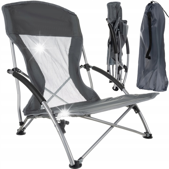 Сгъваем туристически стол Trizand, сив, 100кг, 69x50x55см, с калъф