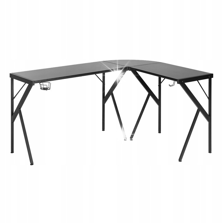 Birou coltar Spacetronik, negru, stil loft, pentru birou sau scoala