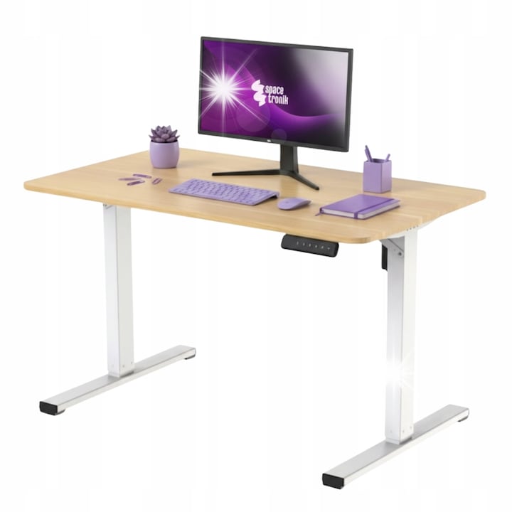 Birou electric reglabil Spacetronik 120x60cm, cu memorie, culoare Dab Artisan