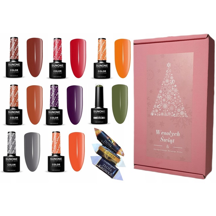 Set de 8 lacuri hibrid SUNONE, culori de toamna, 5ml fiecare