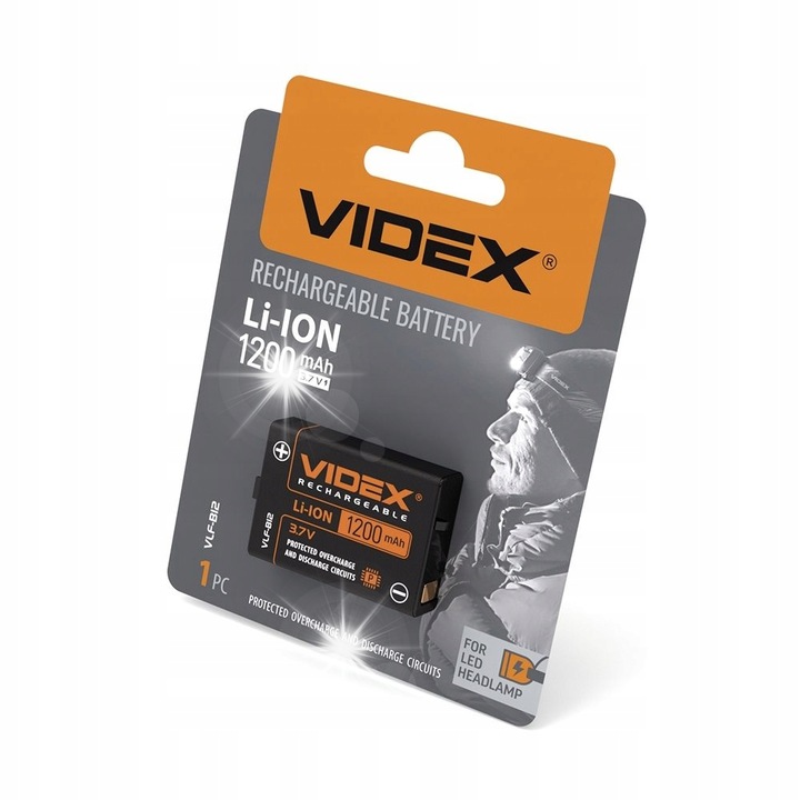 2 db Videx lítium-ion akkumulátor, 1200 mAh, 1,2 V, fejlámpához