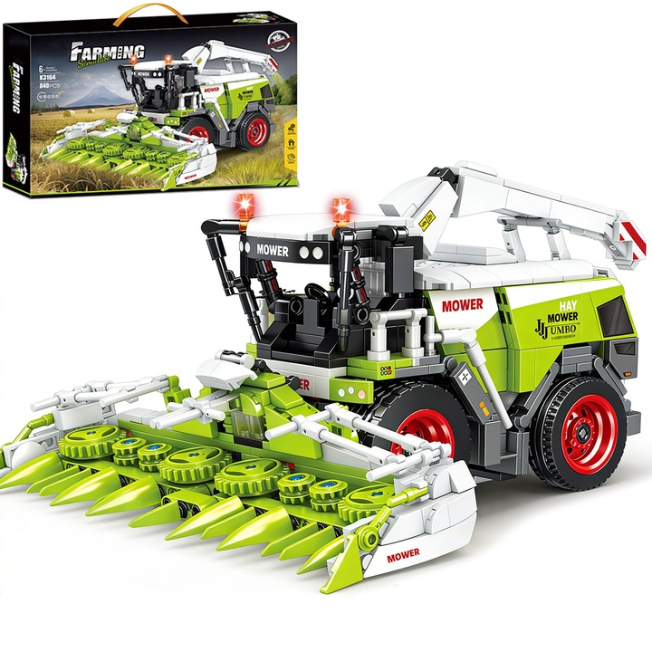 Set de constructie Farm Truck, Excitat®, 840 Piese, Combina de recoltat furaje, ABS, compatibil cu lego, Construction Vehicles, Perfect de afisat, Cadou de ziua de nastere