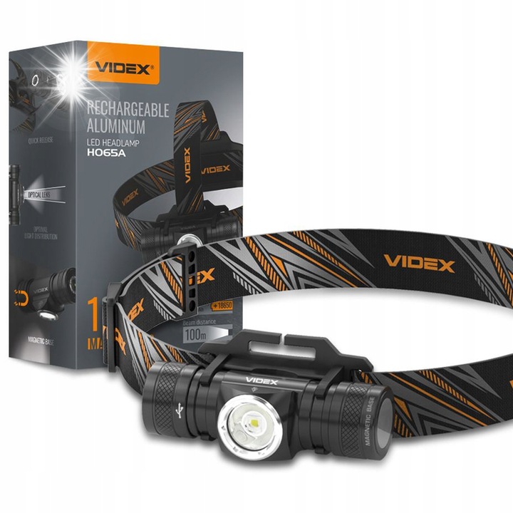 Челник Videx SST40 10W 1200lm IP68, 6 режима, 90x26x35мм, комплект с акумулатор и USB кабел