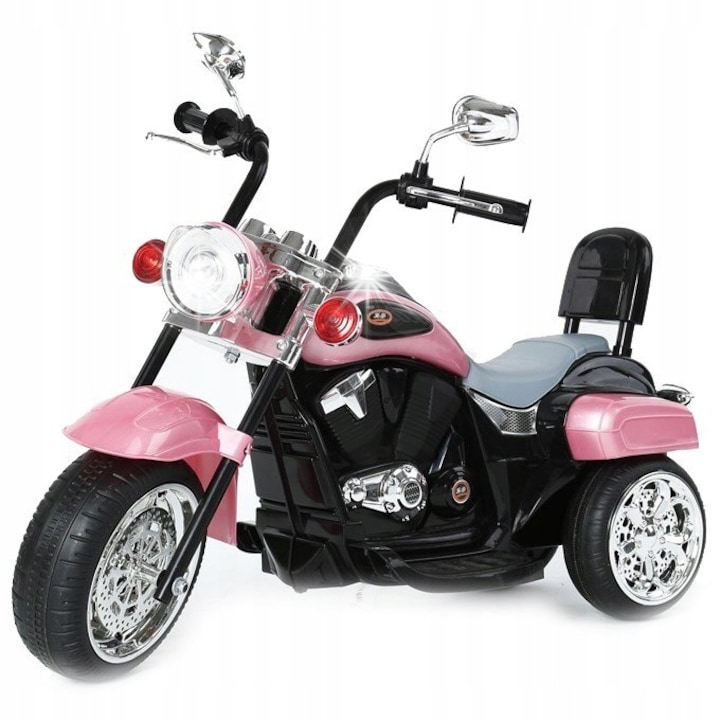 Super-Toys TR-1501 elektromos motorkerékpár, rózsaszín, támasztékkal, 25W, 91x48x64cm, komplett készlet