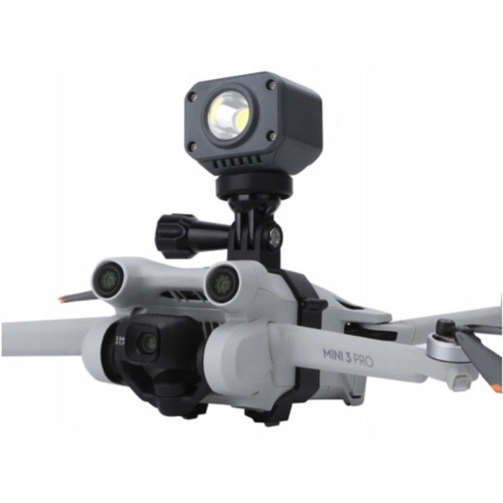 1/4' Стойка с LED лампа за DJI Mini 3 PRO, комплект, 3 нива на яркост, черна
