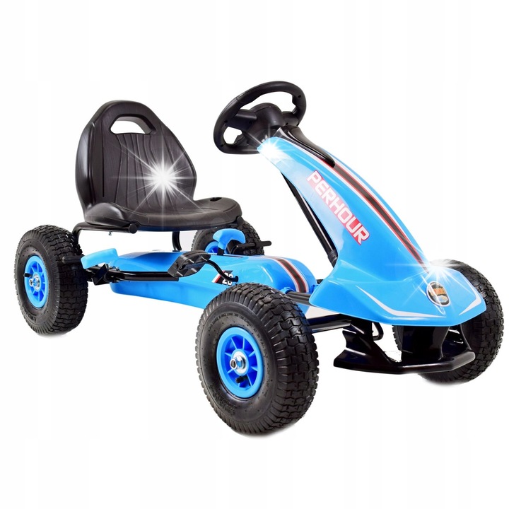 Super-Toys G-203 pedálos gokart, felfújható kerekek, fékek, kék, 109x61x61cm