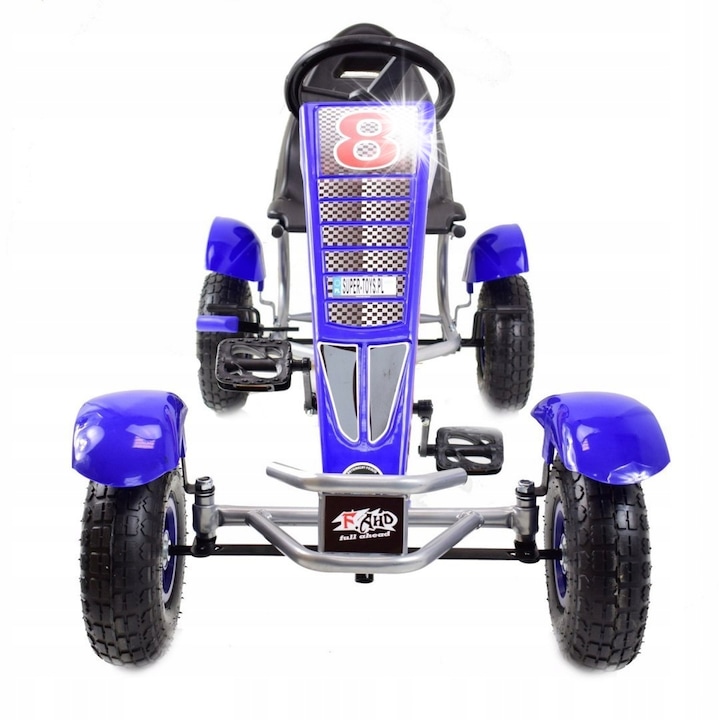 Картинг Super-Toys, модел STRONG 2, големи гуми, син цвят, за деца 5-12 години, максимално тегло 60 кг