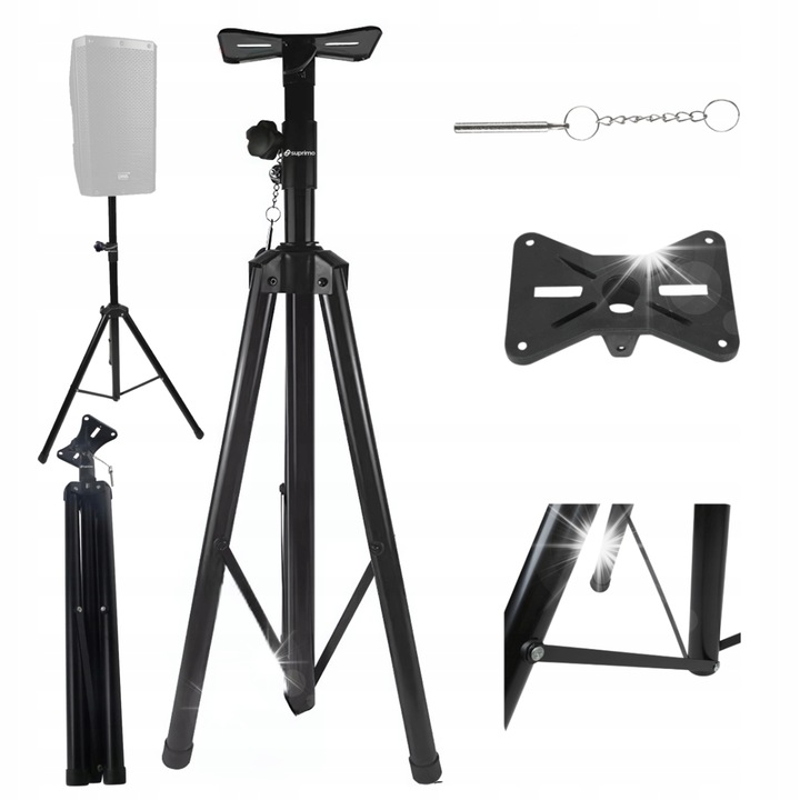 Suprimo oszlop állvány, 60 kg, állítható magasság 90-180 cm, fekete, kompakt