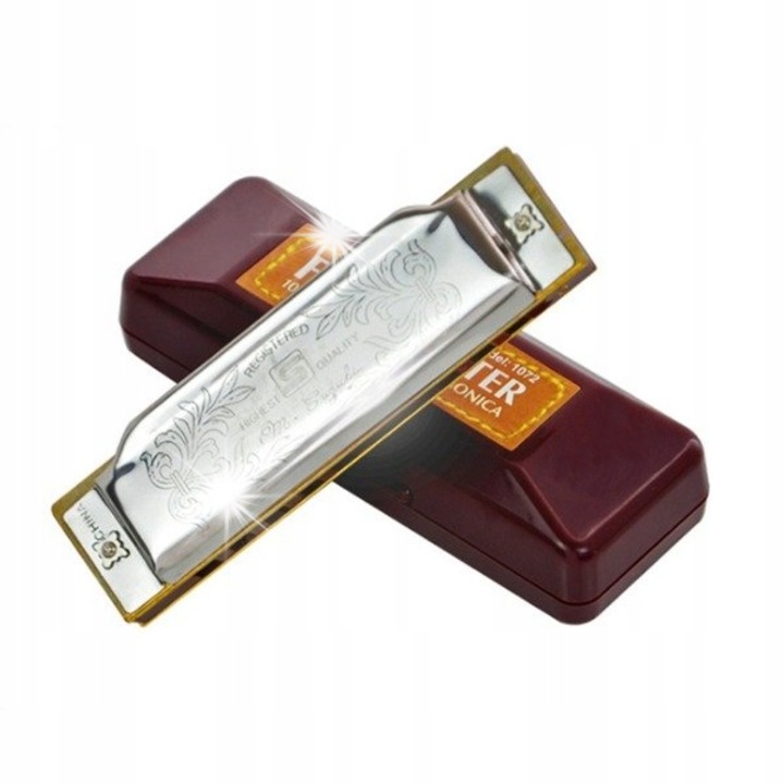 DIATONIKUS SZÁJHARMONIKA C-DÚR, SZETT TOKKAL, 10 LYUK, 20 NÁD