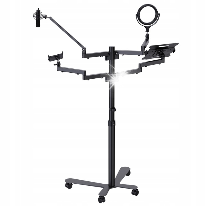 Trepied Spacetronik pentru transmisie live, lampa LED, reglabil