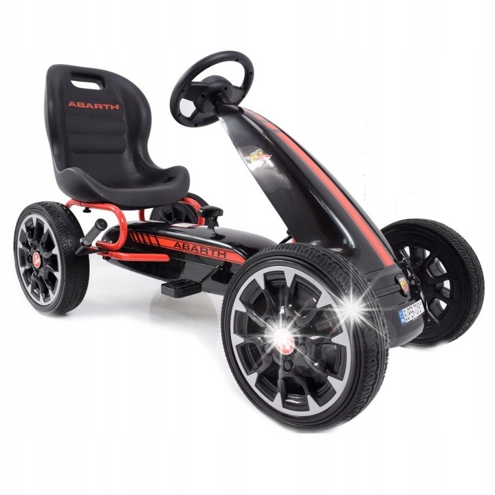 Детски картинг Super-Toys, Fiat Abarth, EVA гуми, черен цвят, размери 113x57x59см