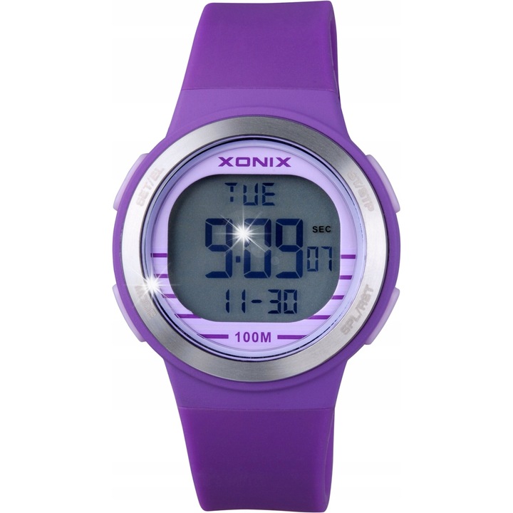 Спортен часовник за деца Xonix BAV-002, виолетов, 35x38x12мм, с функции за аларма и осветление, пълен комплект