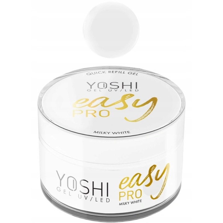 Gel de unghii Yoshi Easy Pro Milky White 50ml, auto-nivelant, pentru completare si corectare