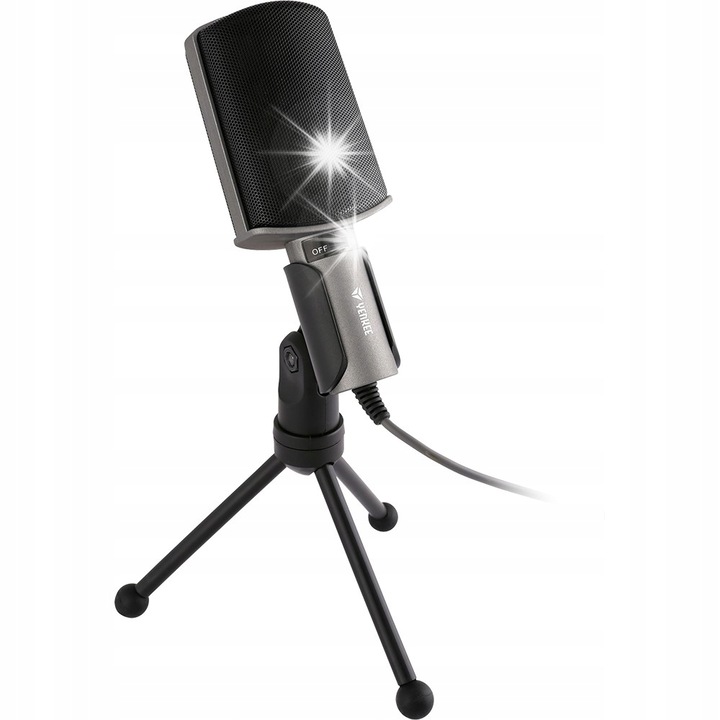 Mikrofon Yenkee YMC 1020GY, 3,5mm, professzionális dizájn, fekete, 1.8m